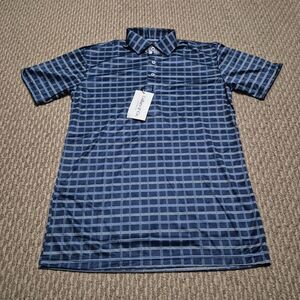 Collars & Co Dress Polo Blue Plaid Pattern Sz Small
